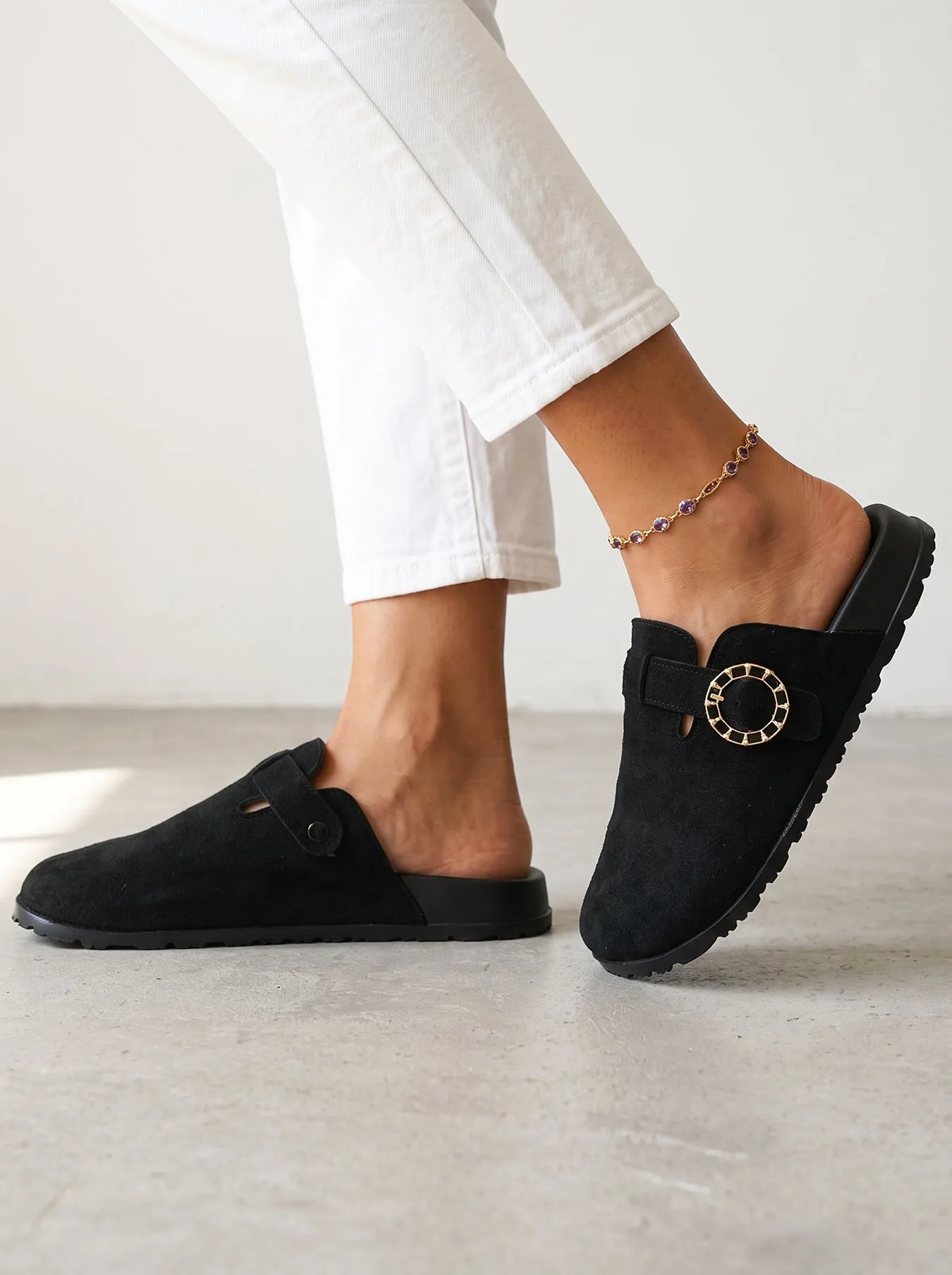 Plus Size Men Clogs Suede Mules Big Size Slip On Adjustable Strap Comfortable Casual Walking Shoes 32-50