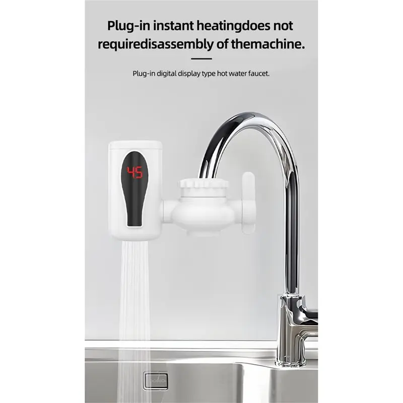 A23F-Direct Hot Water Faucet Electric Instant Hot Cold Water Heater LED Digital Display Double Modes Swivel Design UK Plug