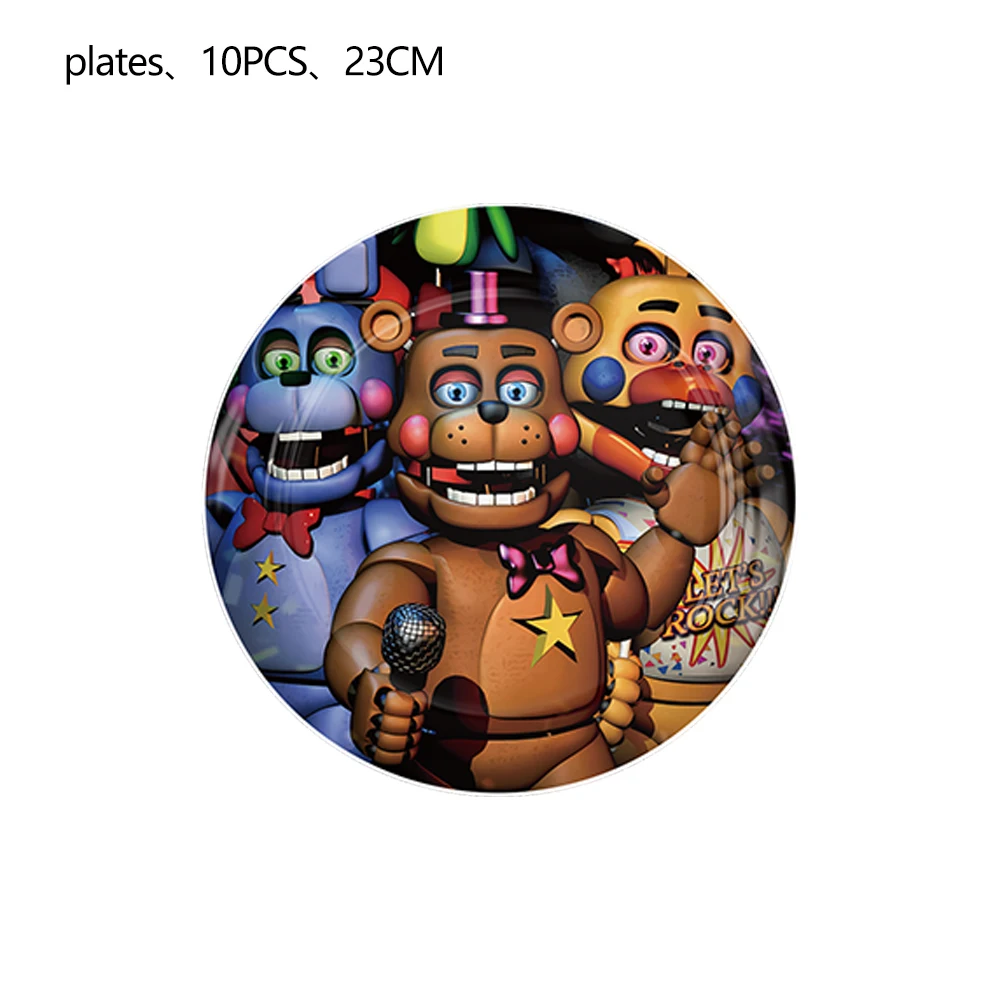 FNAF Five Nights at Freddy's Geburtstagsparty-Dekorationen, Luftballons, Teller, Banner, Geschirrset für Babyparty, Partygeschenke, Kindergeschenke – Detail 2