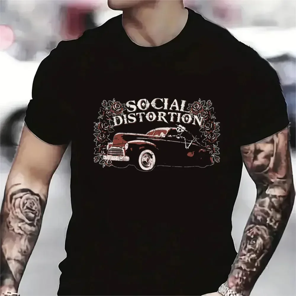 New Social Distortion Skelly Unisex O-neck man Tee Shirts Short Sleeve Men Hip-hop T Shirt D Summer Brand Vintage style funny