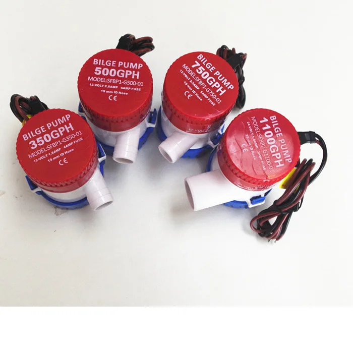 12V/24V DC Bilge Pump, 750-1100GPH Marine Water Pump, Automatic Boat Submersible Pump for Yacht and Cabin Drainage