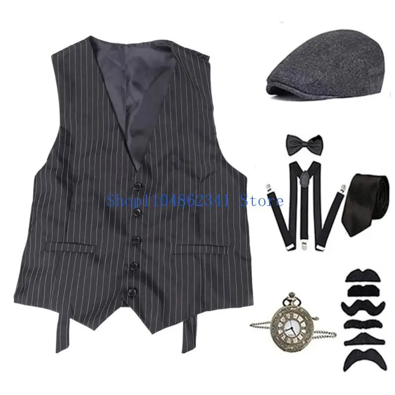5asd 1920s Mens Costume,Roaring 20s Costumes Accessories Halloween Cosplay Costume