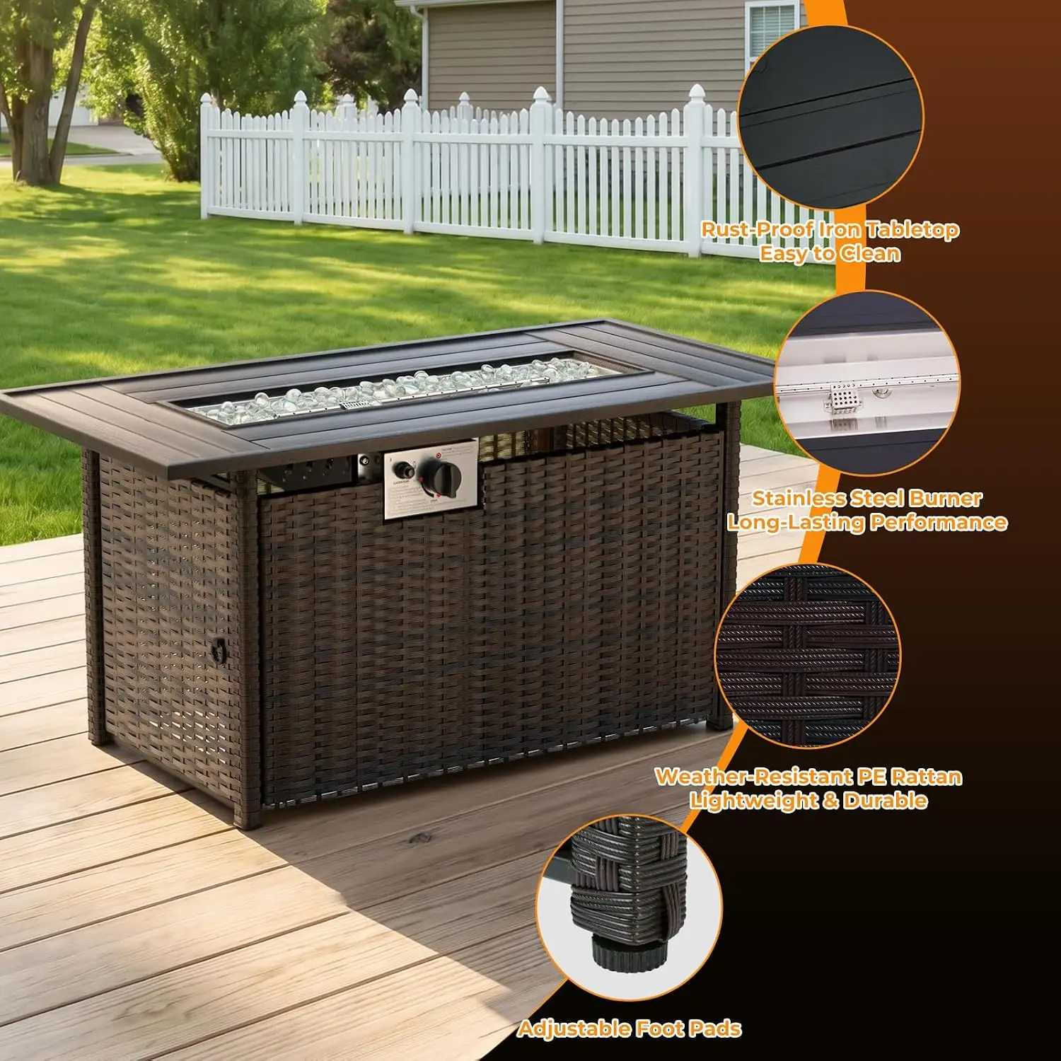 8-Piece Wicker Patio Set with 44