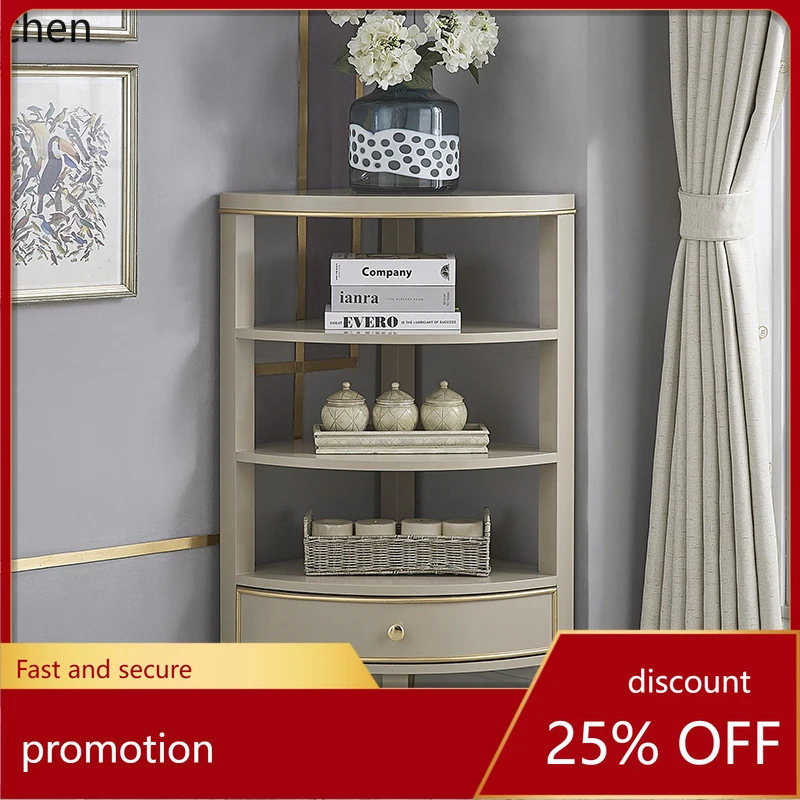 HXL Solid Wood Corner Cabinet Triangular Corner Fan-shaped Corner Storage Rack