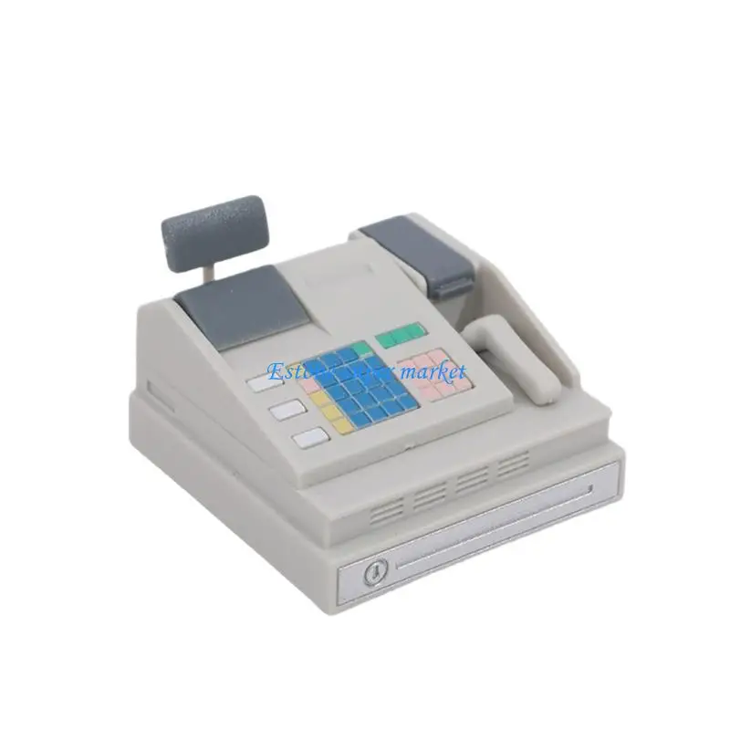 090B Realistic Miniature Cash Register Figure Kids Pretend Play Shopping Scene Decors