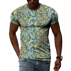 Summer New Men's Floral Pattern 3D T-shirt Street Hip Hop Personality Print Tops Trendy Fashion Round Neck Short Sleeve Clothing