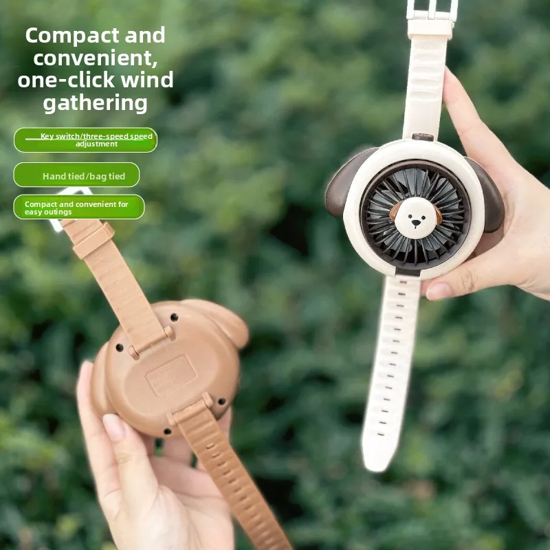 Wearable Portable Fan 3 Speed Watch Shape Air Cooler Rechargeable Small Fan with Wrist Strap for Travel Camping Hiking Beach
