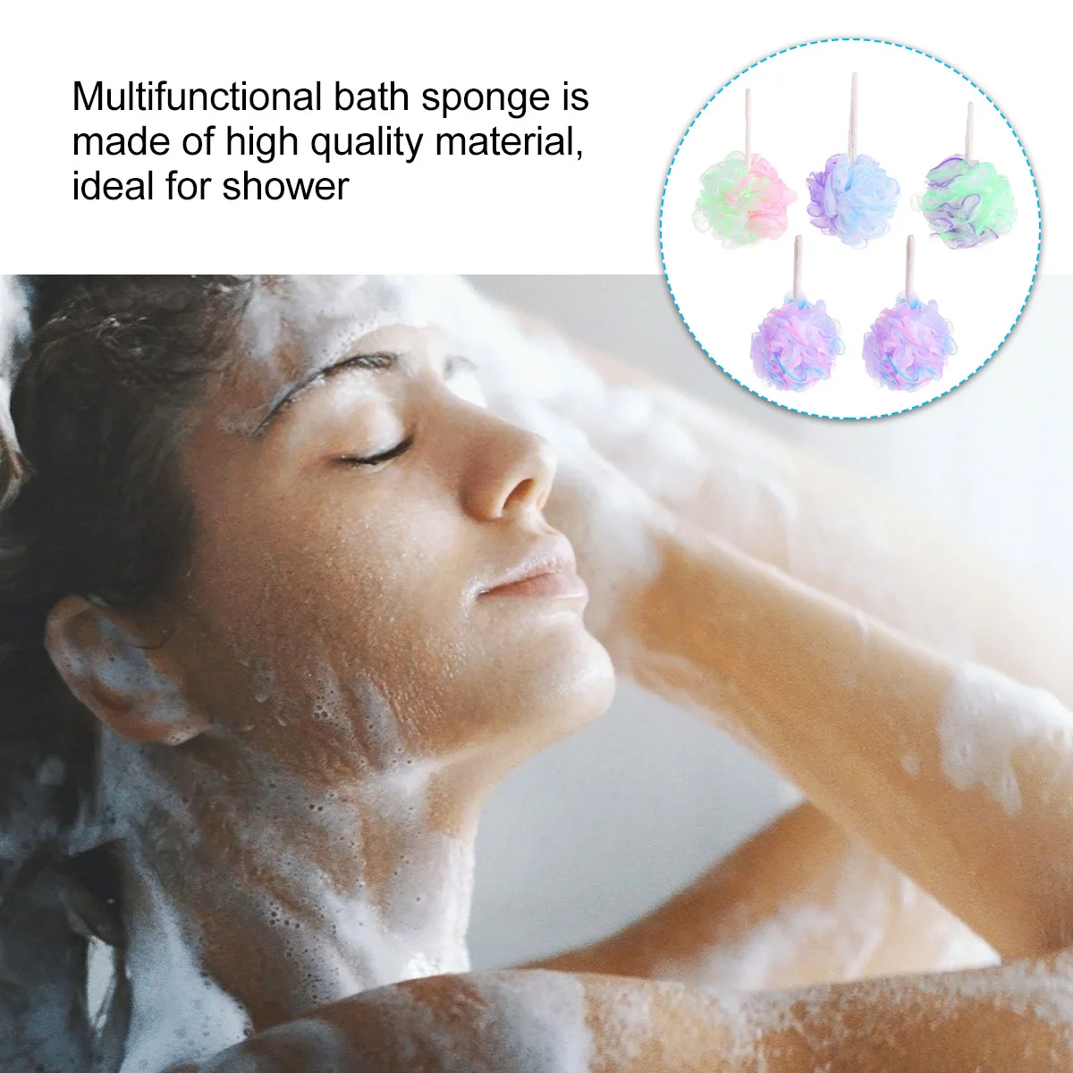 

5Pcs Mesh Bath Sponge Shower Poufs Multifunctional Scrubber Remove Dust Excess Oil Relaxation Gift Set Bath Sponge