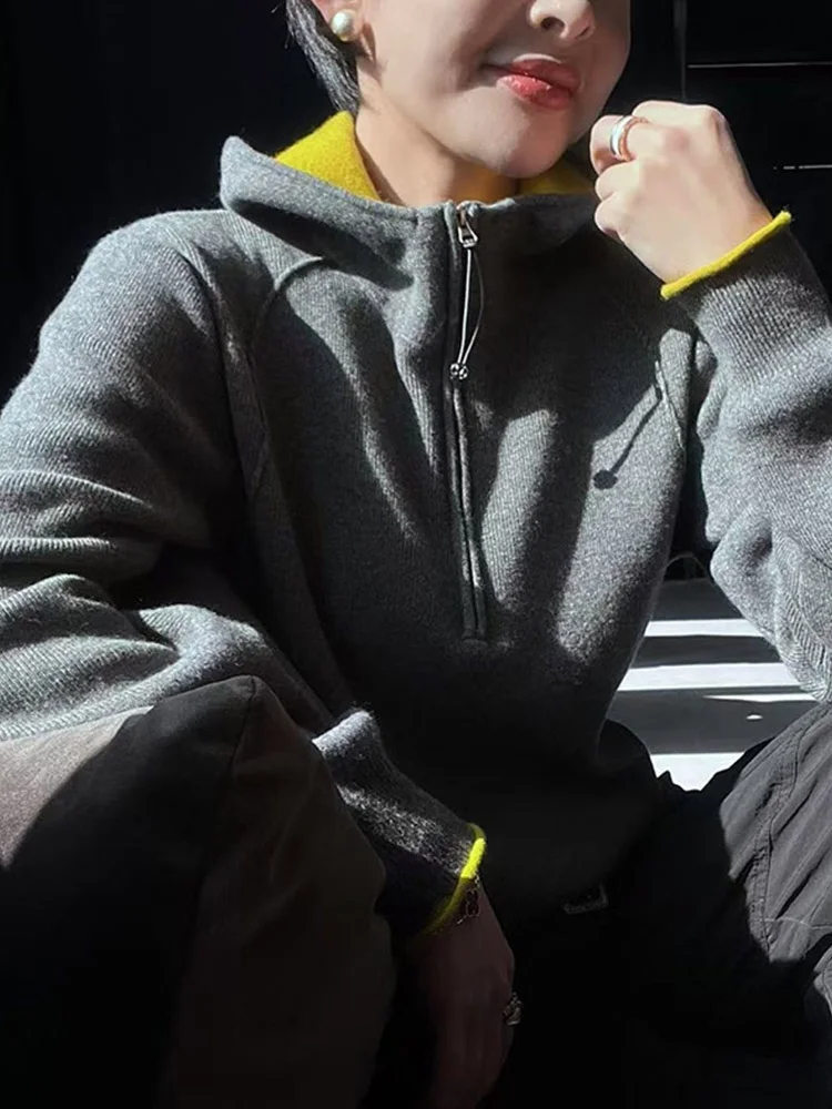 

Повседневная универсальная вязаная шапка, толстовка, цвет Blo Long Sve, топ, молодежный корейский дизайн, простой трикотаж Sli для поездок на работу