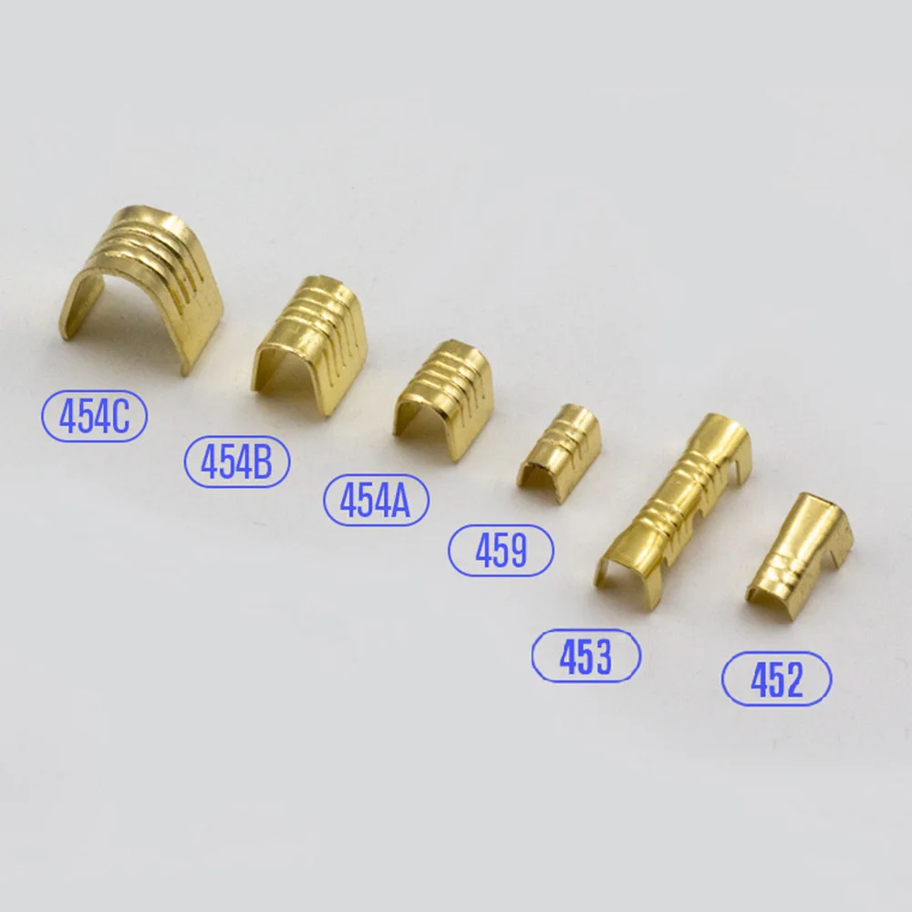 ABNC-600 Pcs U Shape Copper Ring Terminals Non-Insulated Cable Wire Spade Butt Connector Kit 454A/454B/454C/459/453/452