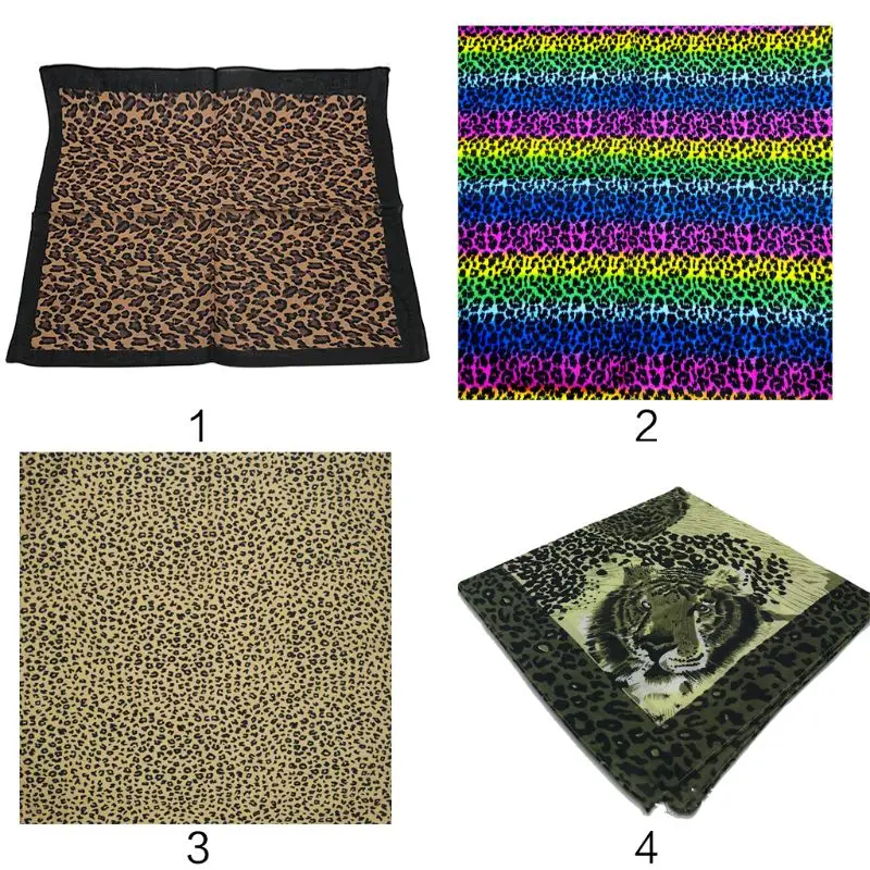 Y1UB Bohemian Vintage Leopard Print Unisex Cotton Square Scarf Outdoor Cycling