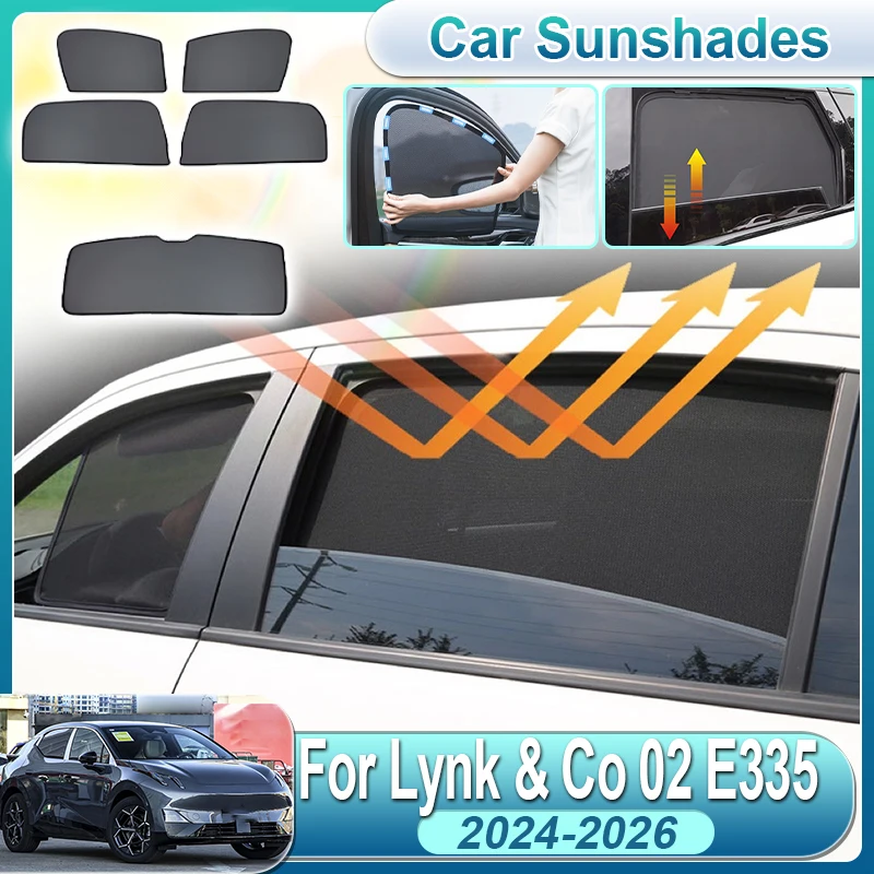 

For Lynk Co 02 2024 2025 2026 Z20 E335 Car Net Mesh Sun Shade Frame Curtain Front Rear Windshield Sun Visor Cover Car Accesorios