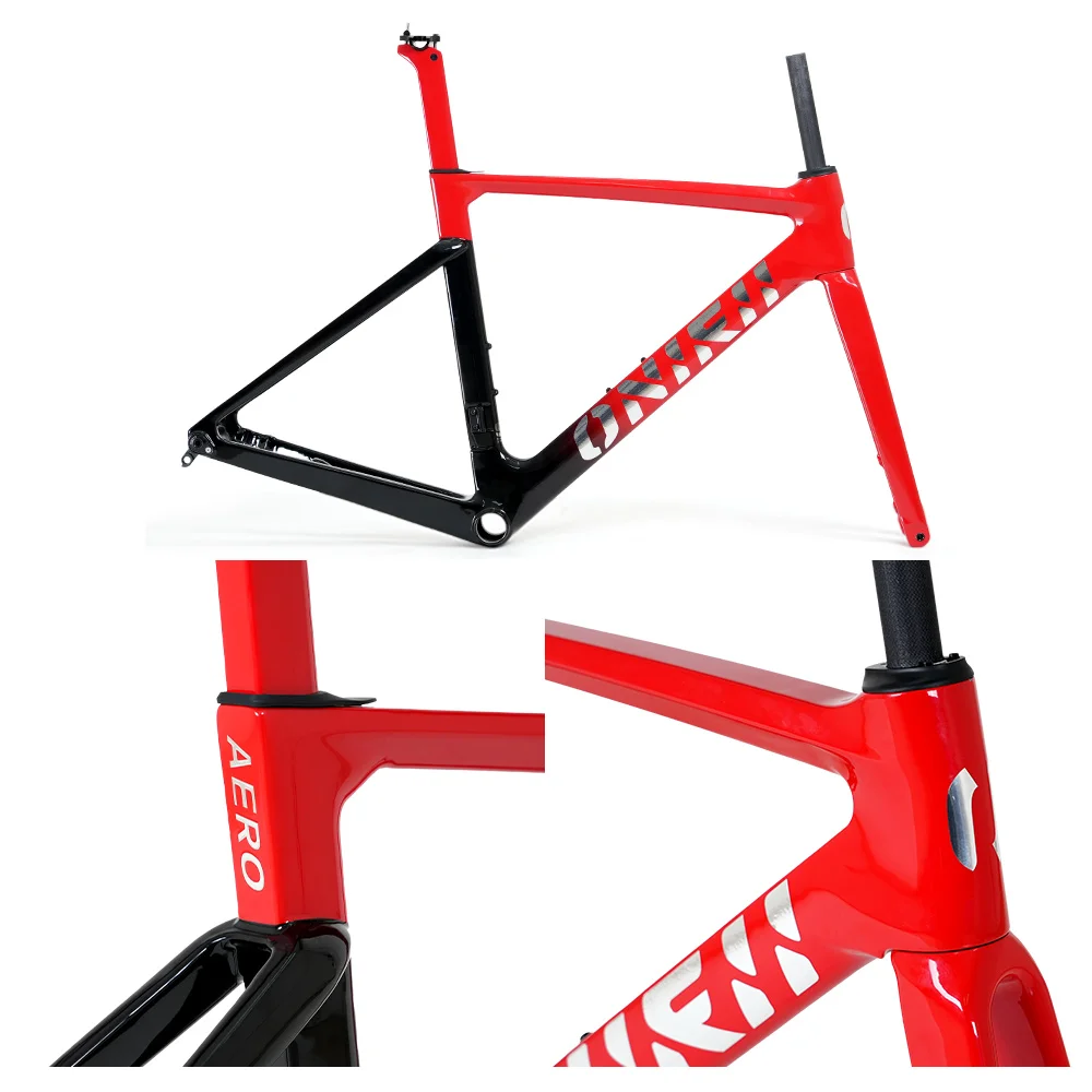 Road Bike Frame Carbon with Front Fork, Headset, Seat Post, Tail Hook,Thru Axle  Parts 12x100mm 12x142mm for Cycling Race ONIRII