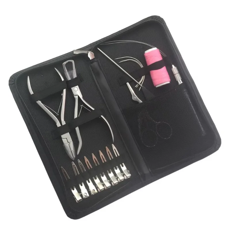 

Профессиональный набор инструментов для наращивания волос из 17 предметов | Набор из нержавеющей стали с плоскогубцами, ножницами и инструментами для петли