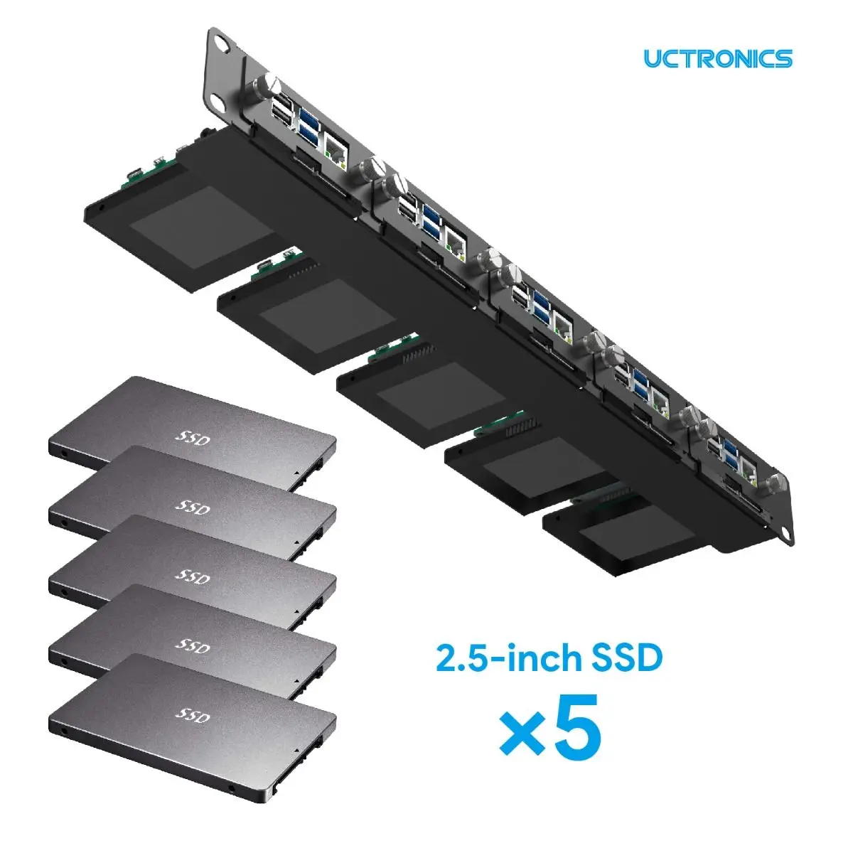 Imagem -05 - Raspberry pi Rackmount Suporte Ssd para Qualquer Ssds de 2.5 Segure até Placas Raspberry pi 4b Frente-removível Uctronics1u