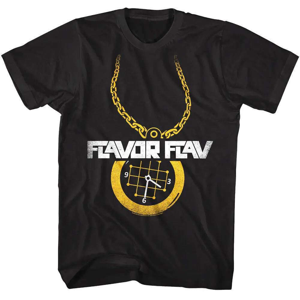 Flavor Flav Gold Chain Clock Men'S T Shirt Rap Hip Hop Legend Concert Tour Merch