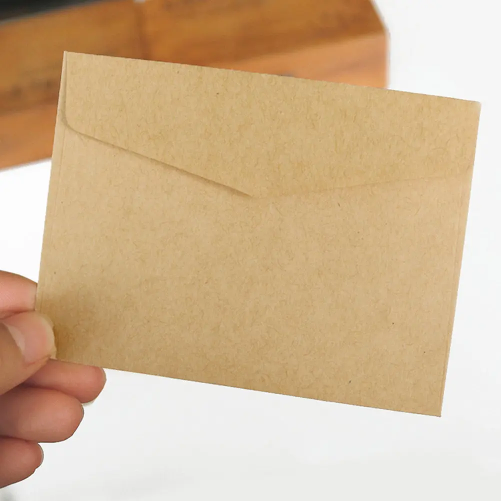 

100Pcs Vintage Kraft Paper Envelopes Mini Retro Blank Envelopes for Letters Postcards Invitations Cards Storage Memo Notes Files