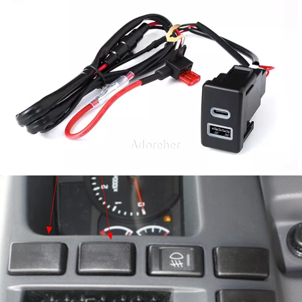 12V/24V Car Fast Charger QC3.0 USB PD Type C Socket Phone Quick Charger Power Adapter For Isuzu 700P Accessories
