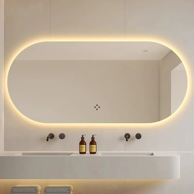 

Mirror bathroom wall hanging, oval bathroom with luminous mirror, smart