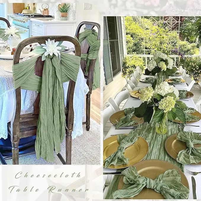 6 Pack Green Table Runner Wedding Banquet Boho Wedding Baby Bridal Shower Decor Table Runner Holiday Banquet Luxury Tablecloth