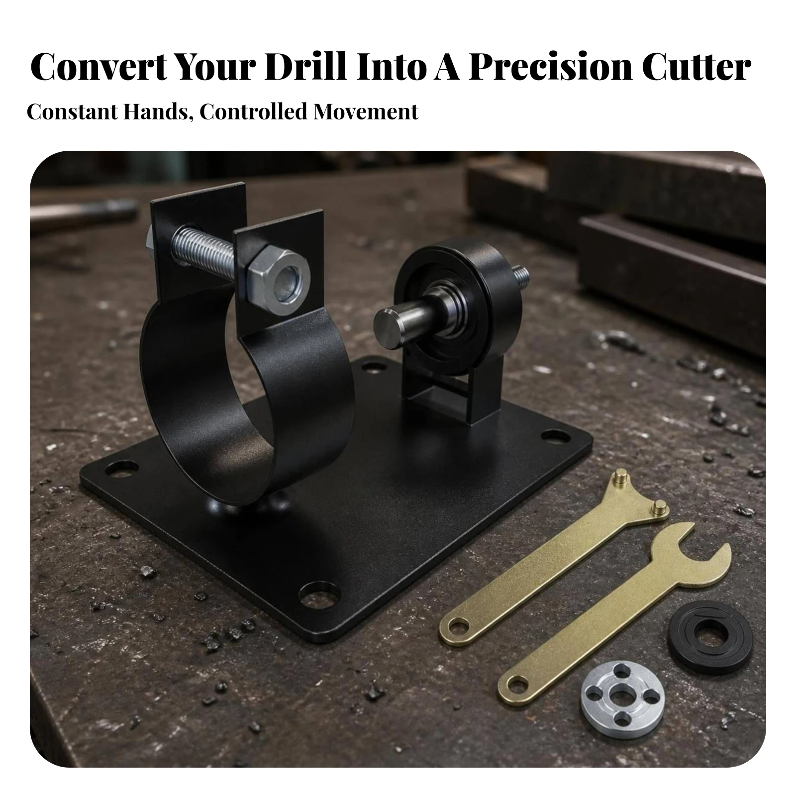 Drill Conversion Stand Carbon Steel Drill Stand with Clamp Mount Hardware Adjustable Compatible for DIYers, Workshop