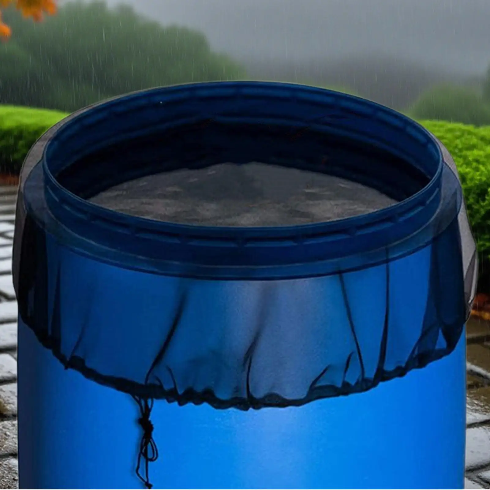 Rain Barrel Screen Reusable Water Collection Buckets Net With Drawstring UV-Resistant Rain Barrels Protective Cover For Lawns