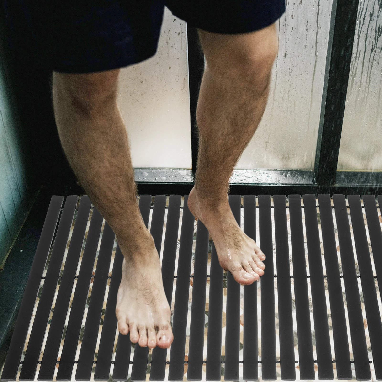 

Bathroom Non Skid Large Black Anti Slip Quick Dry Thin Small Material Elegant Long Service Life Shower Foot
