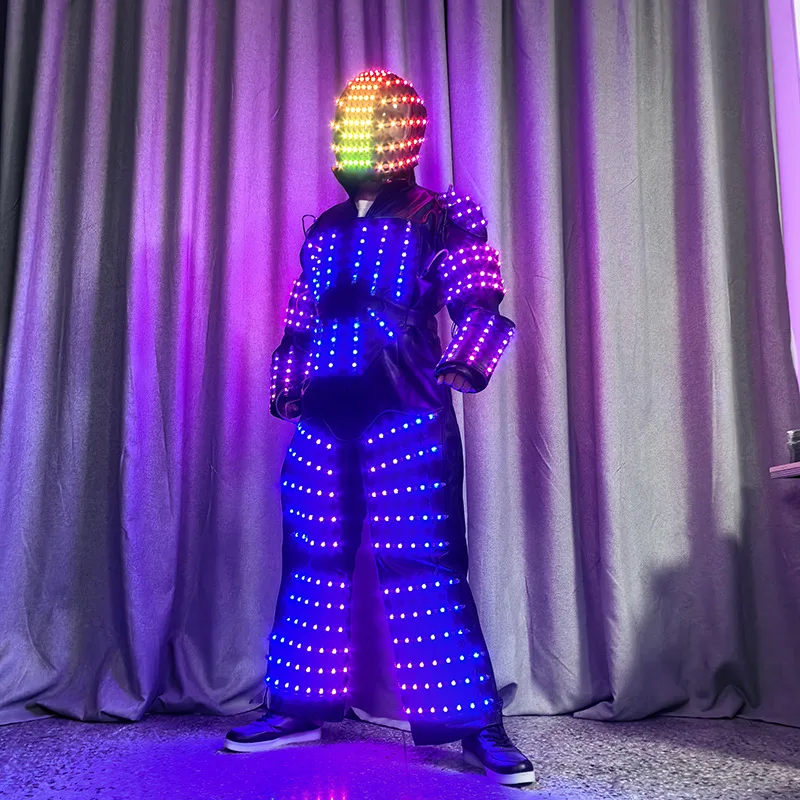 LED Robot Costume Men Punk Full Body Light up Suit Helmet Stage Performance Outfit Nightclub Carnival Circus Show 2026
