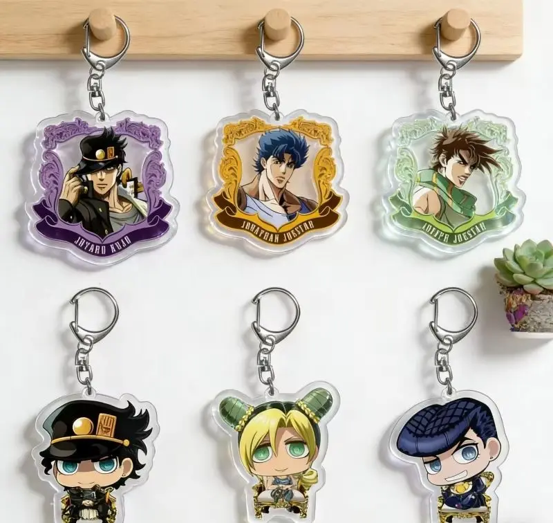 Jotaro Kujo/Jolyne Cujoh/Narancia Ghirga Anime Le Bizzarre Avventure Di Jojo Q-Versione Acrilico Portachiavi Ciondolo Borsa Portachiavi Auto Regalo-image