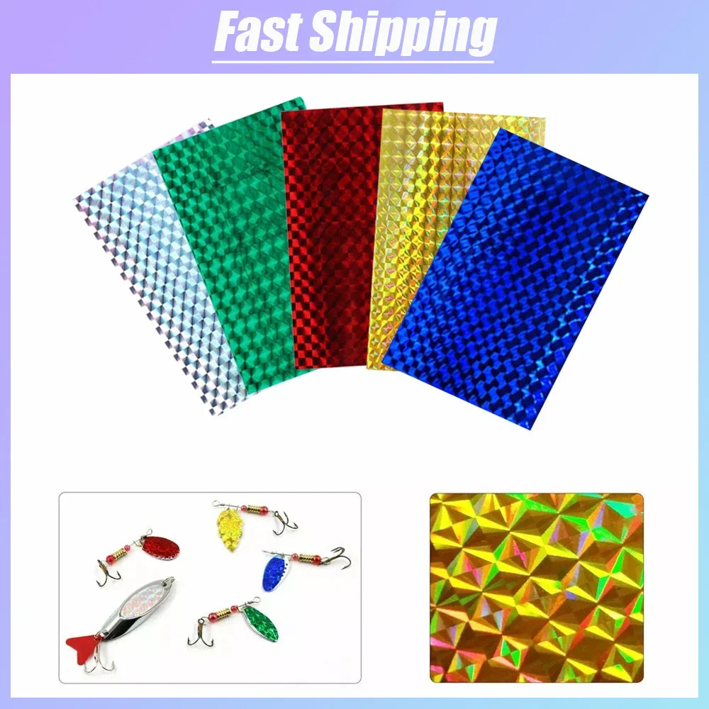 

5x Fly Tying Fishing Lure Making Sticker Fishing Bait Reflection Decoration Sticker Fishing Metal Hard Bait Change Color Sticker