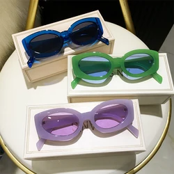 Fashion Green Rectangle Sunglasses Women 2025 Brand Designer Blue Oval Frame Vintage Men Sun Glasses Shades Eyewear Female UV400