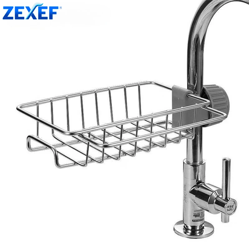 

ZEXEF Kitchen Stainless Steel Sink Drain Rack Sponge Storage Faucet Holder Soap Drainer Rack Shelf Organizer Kitchen Accessories