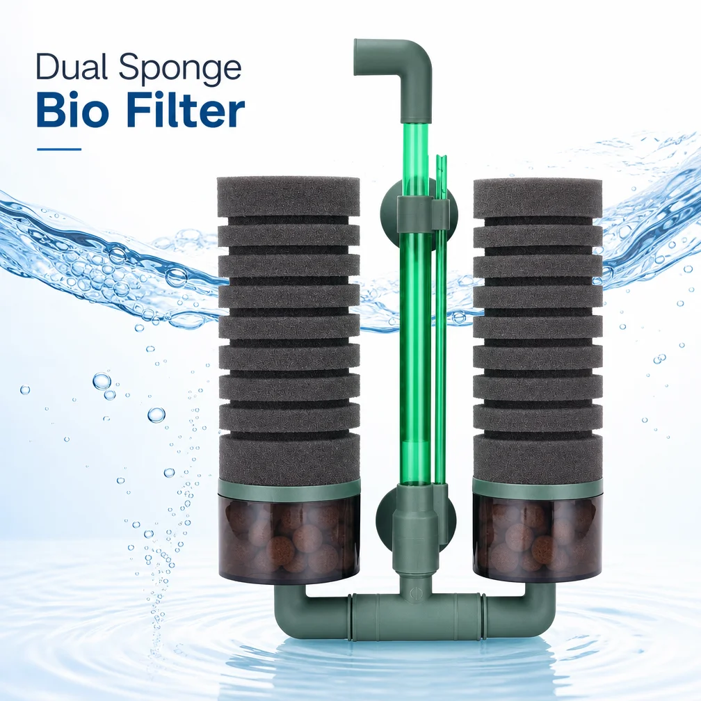 Aquarium Fish Betta - Doppelschwamm-Biofilter für Aquarien, luftbetriebener biochemischer Filter
