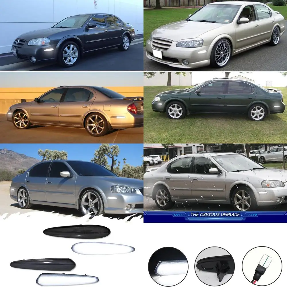 

Smoked Lens White LED Front & Rear Bumper Side Marker Lights for 2003 Nissan Maxima