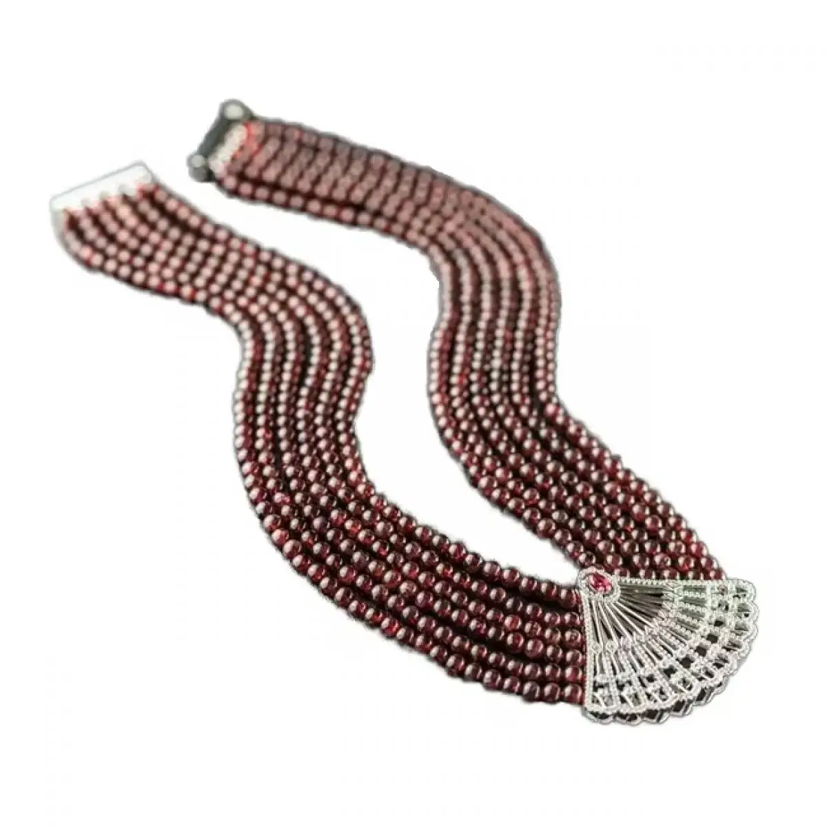 

Beadsnice Vintage Natural Garnet Statement Necklace Wholesale Bridal Necklace with 925 Silver Pendant ID29812