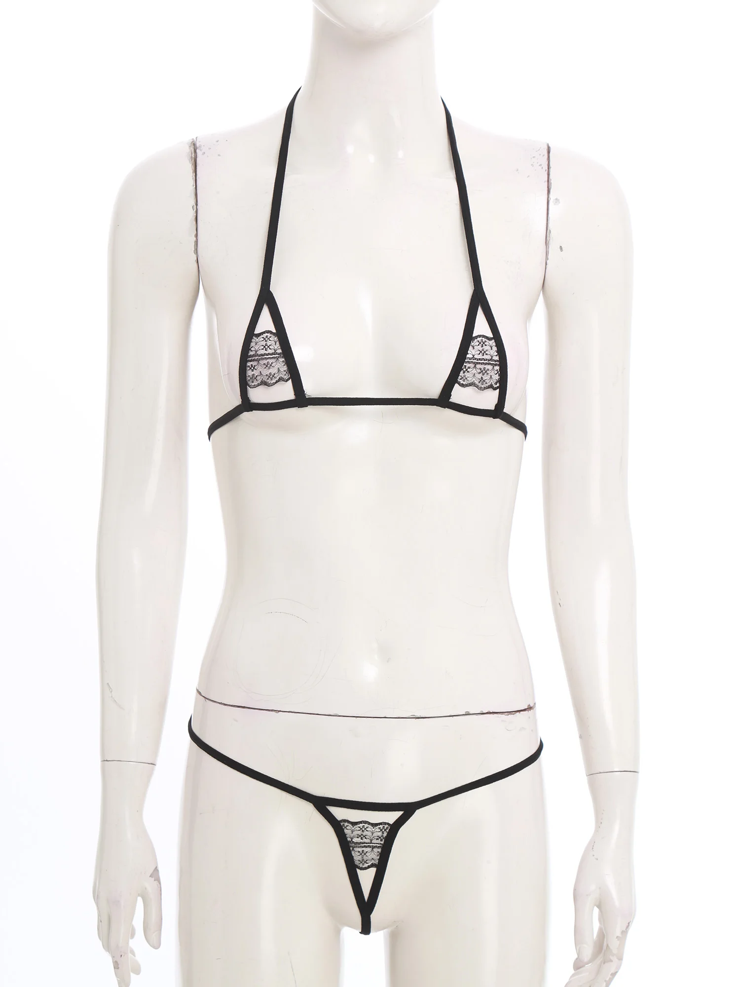 สตรีเซ็กซี่ดูผ่านชุดชั้นในชุดลูกไม้ Trim Hollow Out บิกินี่ Bra woyj T-back Thong ชุดชั้นใน 2 ชิ้นชุดชั้นในชุดนอน