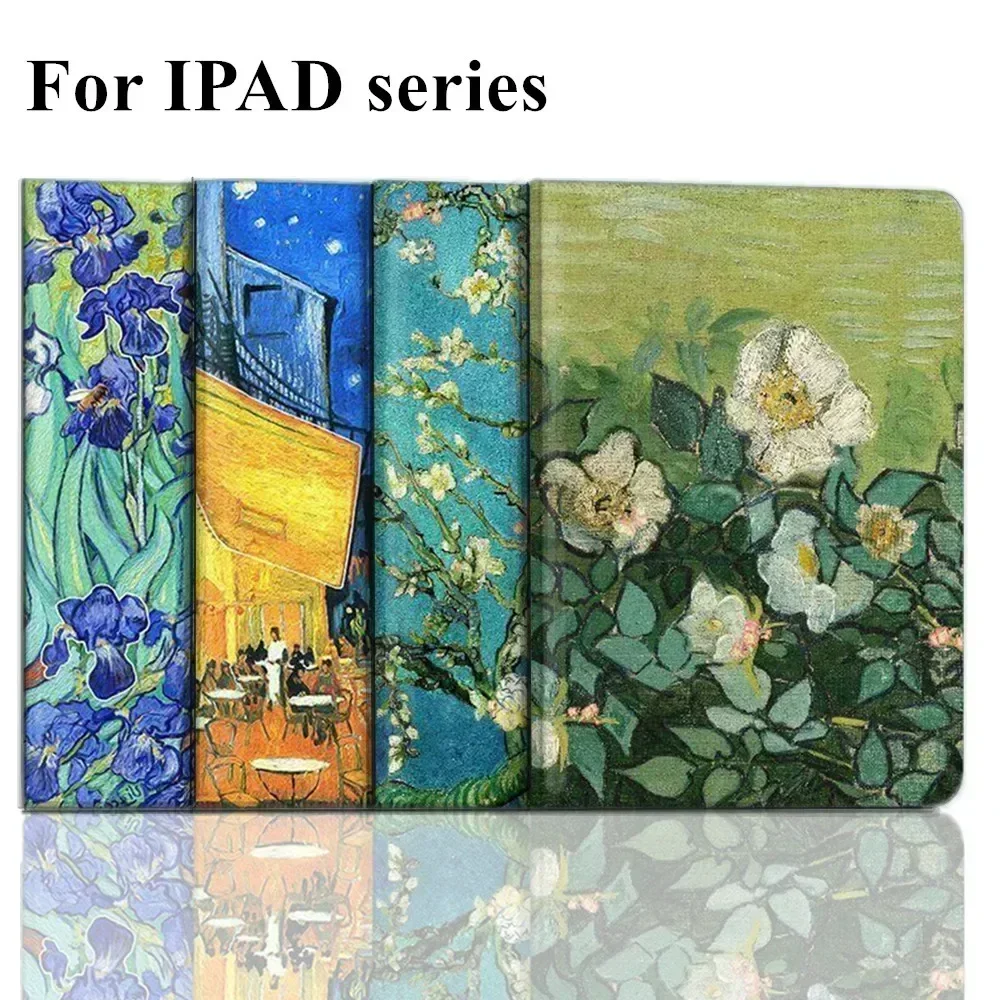 Hülle für iPAD 10 9 8 7 6 5. Generation Pro 11 12.9 10.5 Air 6 5 4 13 2024 Mini 6 Cover Luxus Van Gogh Ölgemälde Blumenkunst