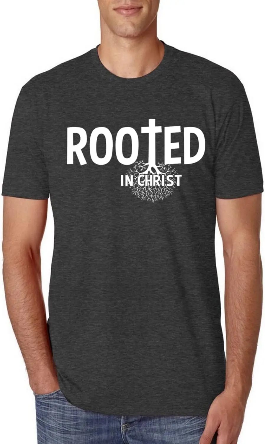 Rooted in Christ Inspirational/Christian Mens Premium Tri Blend T-Shirt