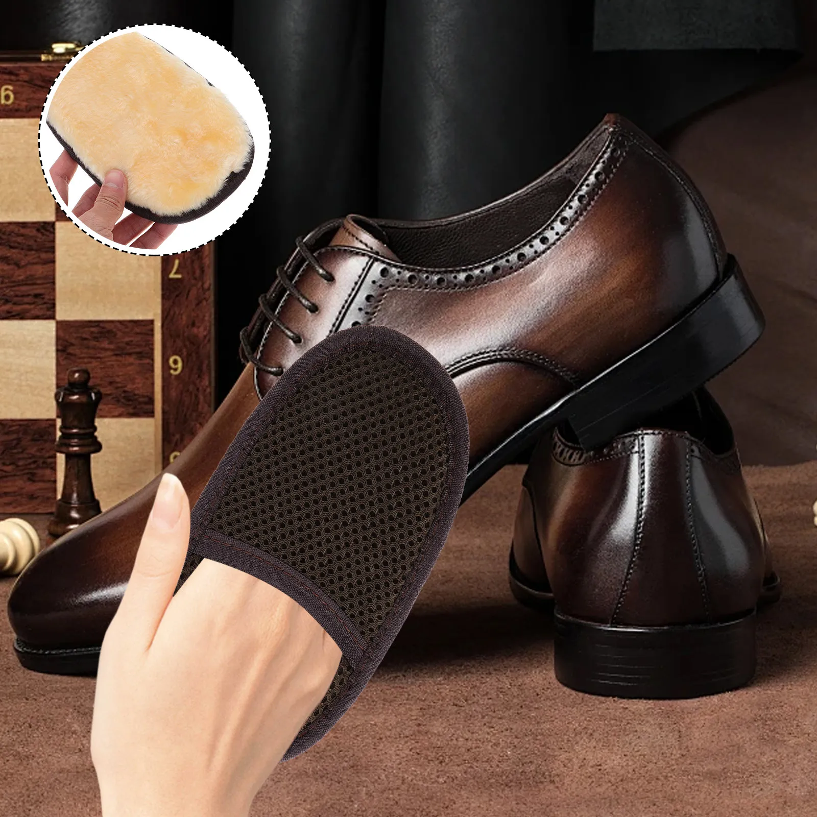 Shoe Polishing Gloves Soft Imitation Wool Buffing Cleaning Handheld Shoe Shine Mitt Polishing Applicator for