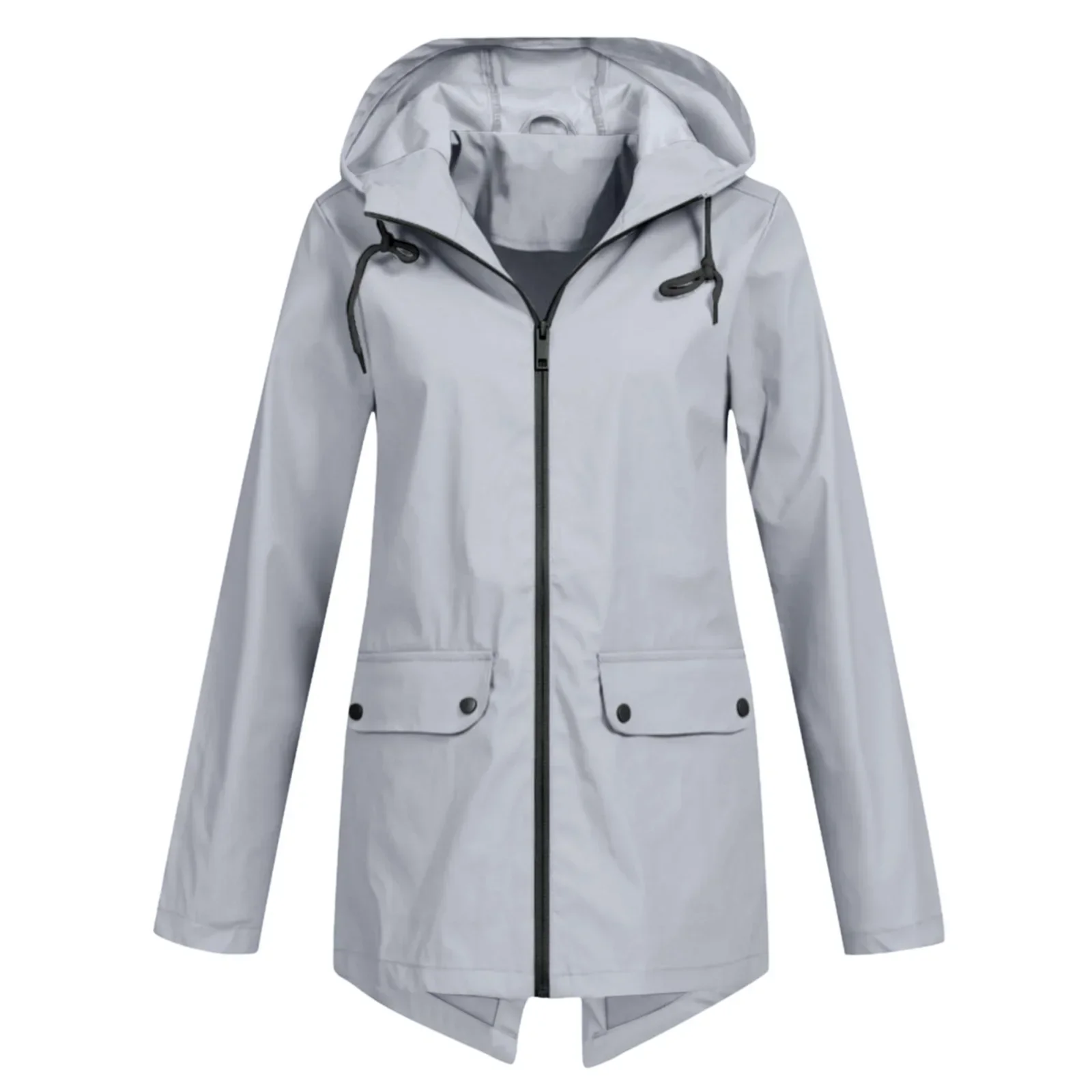 Women Jacket Fashion Solid Windproof Waterproof Hooded Coat Outdoor Hiking Clothes Outerwear Female Lightweight Raincoat