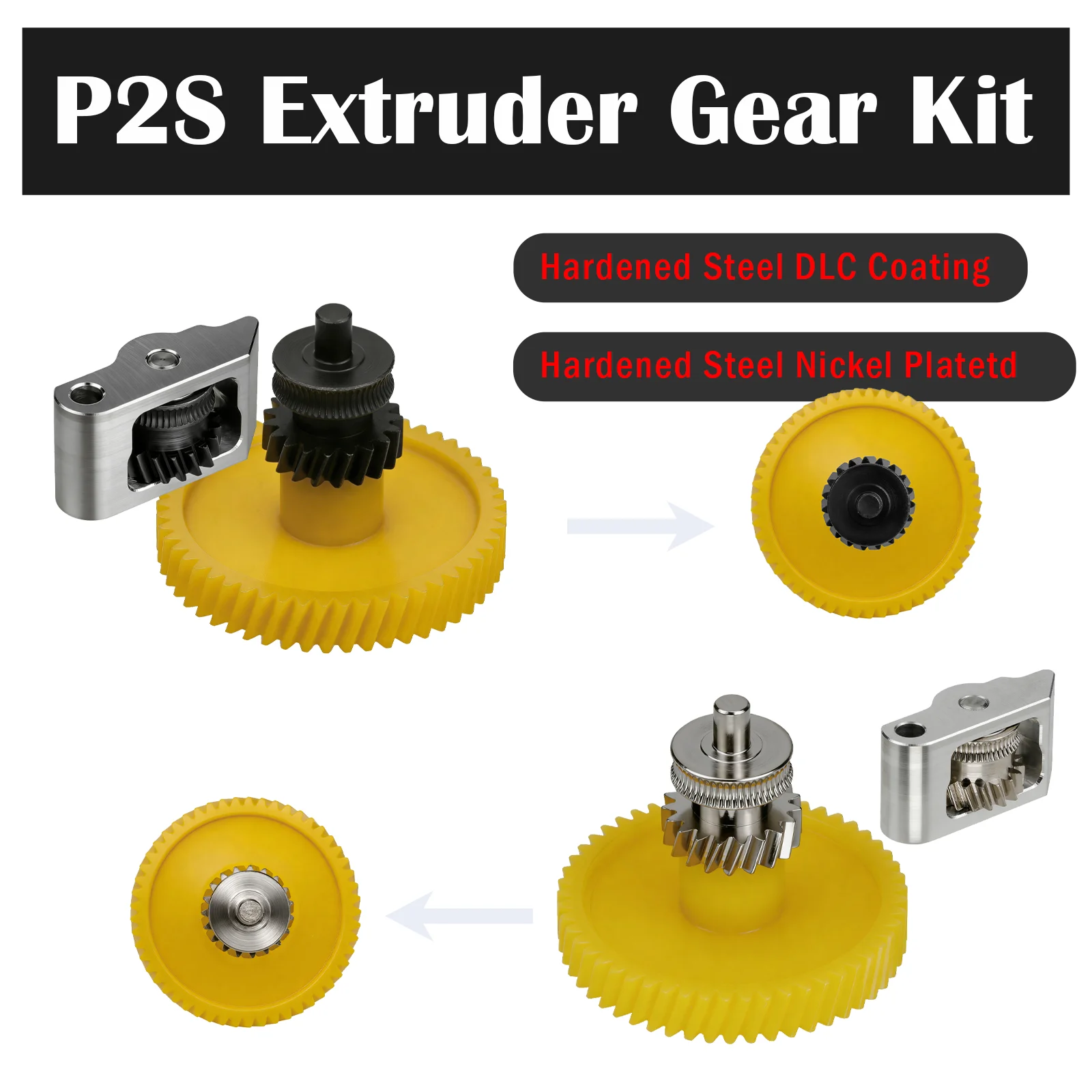 

Комплект шестерен для экструдера Bambu Lab P2S, интегрированные шестерни из закаленной стали с никелевым покрытием, запасные части для 3D-принтера Bambulab P2S