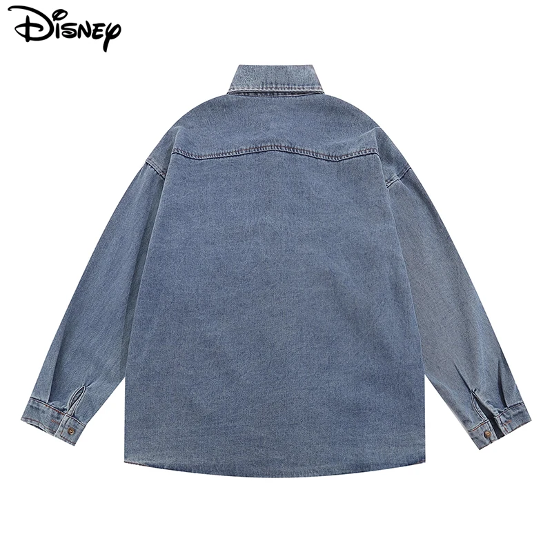 Imagem -02 - Camisas de Vaqueiro Bordadas Algodão Disney Mickey Mouse Solta Nos Desenhos Animados Tamanho Grande Top Casual Nova Chegada Moda 2023