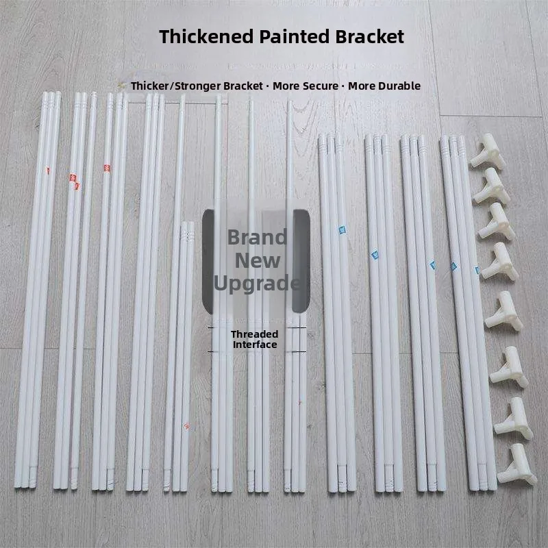 Thickened Painted Sprayed Mosquito Net Stand Pole for Children's Bed  Bracket Three-Way Interface Home Use Iron Material