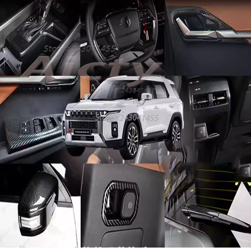 Para Ssangyong Torres 2022 2023, panel de interruptores de ventana lateral, panel de palanca de cambios, cubierta de panel de volante, accesorios interiores