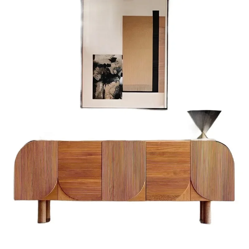 

Home light luxury TV cabinet Italian wabi sandy wind solid wood