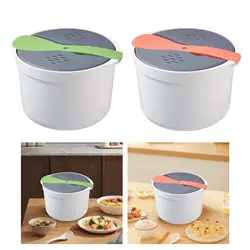 Multifunctional Rice Cooker Microwave Baking Heating Tools with Strainer 2L Pasta Cooker for Oatmeal Ramen Vegetables Pasta
