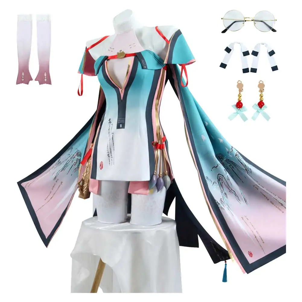 

Wuthering Waves Zhezhi Cosplay Costume Lolita Dress Uniform Headwear Glasses Women Girls Anime Game Halloween Carnival Disguise