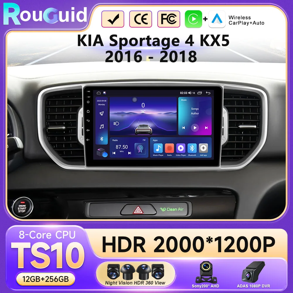For KIA Sportage 4 KX5 2016 - 2018 Android 16 Car Radio Multimedia Video Navigation GPS No 2Din Stereo DVD Touch QLED Screen BT