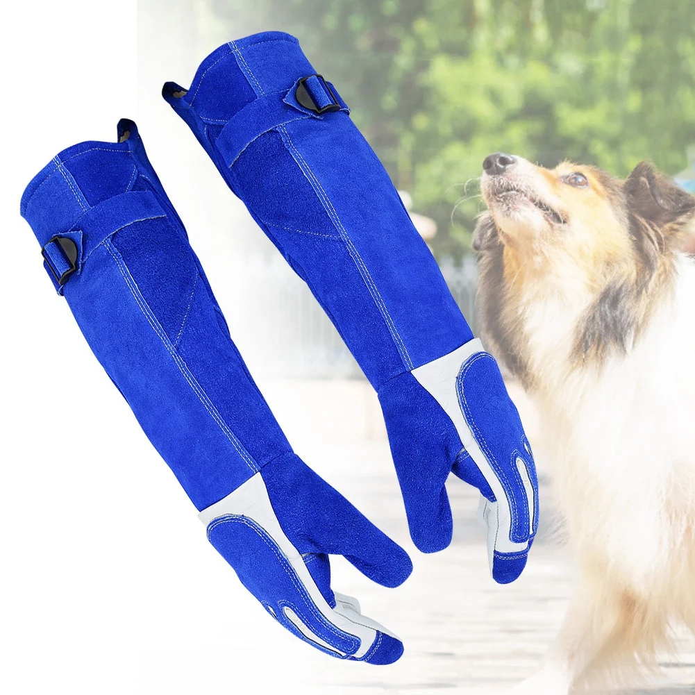 

ZK30 Anti Animal Grabbing Leather Long Thickening Training Dog Tamer Pet Protective Gloves(M)