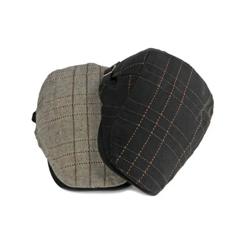 2023 Spring Cotton Plaid Newsboy Caps Flat Peaked Cap Men and Women Painter Beret Hats 126